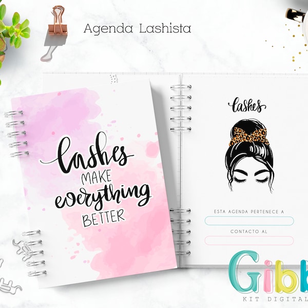 Agenda/planner Lashista 2024 - 2025 - editable - en español