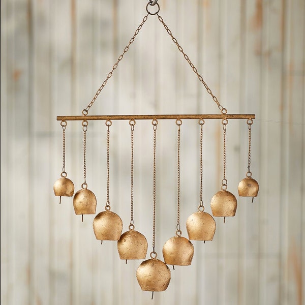 Gold bell wind chime from India