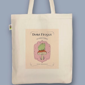 Handbedruckter Bio-Jutebeutel „Frosch“ Stoffbeutel aus Biobaumwolle als Einkaufsbeutel Tasche oder Geschenk für Freundin Freund