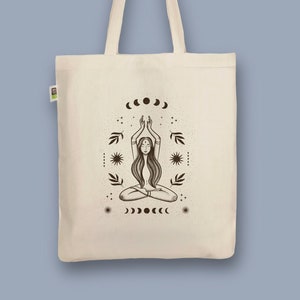 Hand-printed organic jute bag “Spiritual”