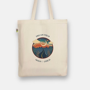 Hand-printed organic jute bag “Moon Child”