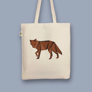 Hand-printed organic jute bag “Fox”