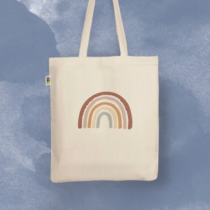Hand-printed organic jute bag “Rainbow”