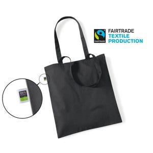 Baumwolltasche Uni Bio Fairtrade-Baumwolle schwarz lange Henkel Selber besticken, bemalen, bedrucken DIY