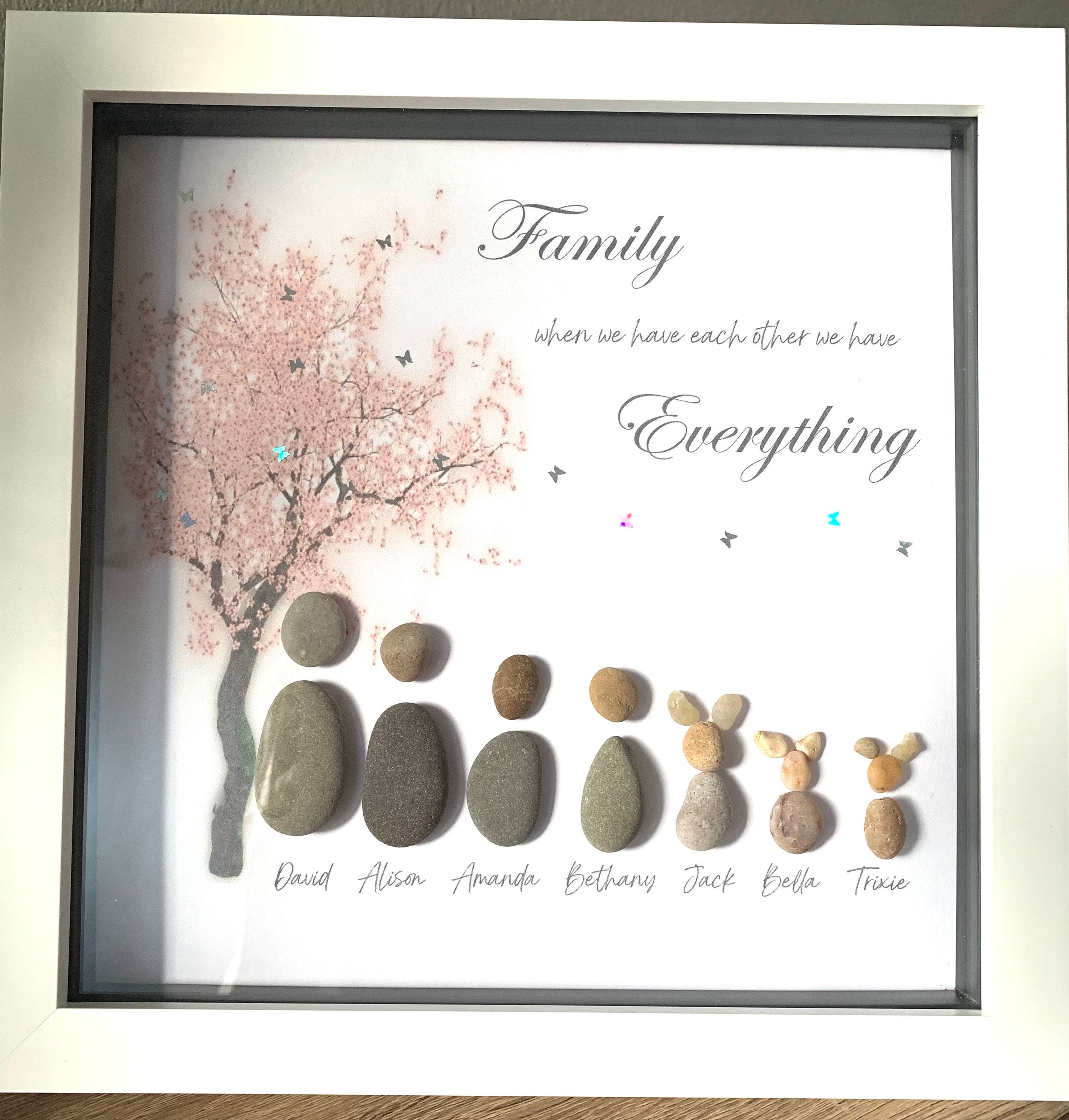 Family pebble art frame Etsy