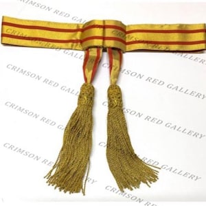 Officers Sash waist belt in gold/Red belt with tassels R197