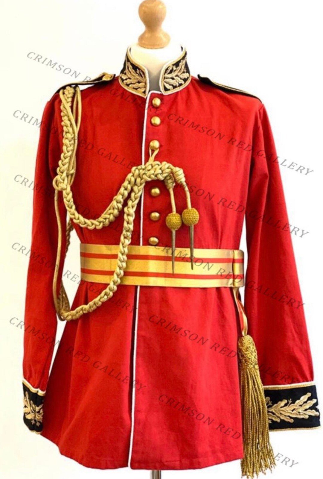 Red/black British Royal Jacket With Red/gold Sash With Tassels to Fit
