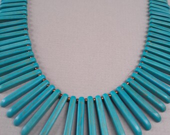 Turquoise Statement Necklace – Graduated  - Communication & Expansion- Boho Southwestern Chakra Jewelry