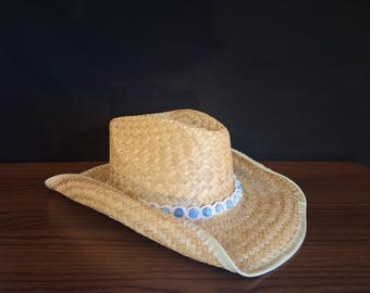 Draw Cowgirl Hat Blue Lace Agate Macrame band