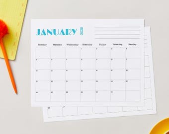 Calendário digital de 2026, páginas imprimíveis e editáveis, com início às segundas e domingos.
