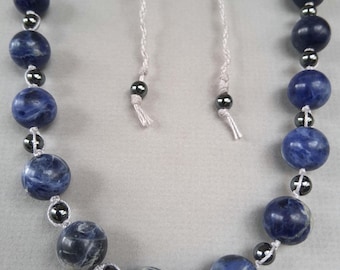 Sodalite Micro Macramé Necklace – Intuition & Truth Stone – Throat and Third Eye Chakra Jewelry