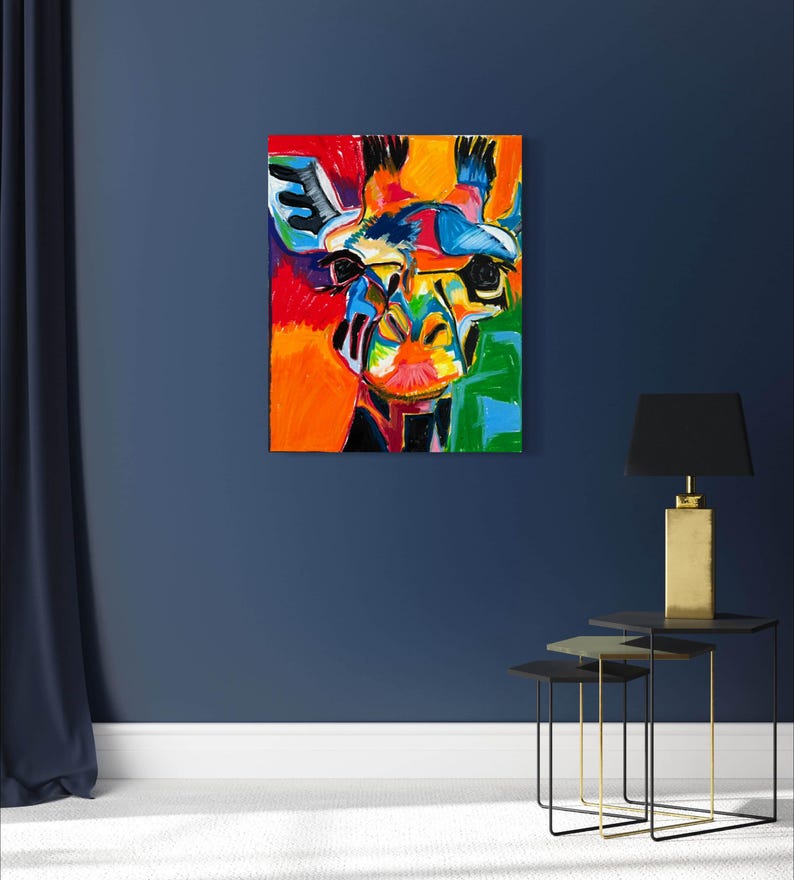 Colorful Giraffe Art Print – Animal Canvas, Kids Room Decor - Etsy