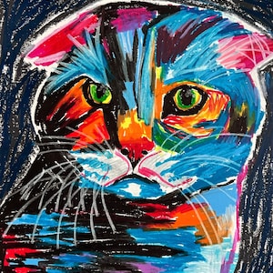 Cat - Animal Pop Art Prints, ANIMAL Canvas Print, Colorful Poster, Digital Print, Wall Art, Colorful decoration, Cat painting, Gift for her