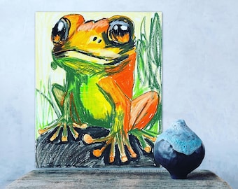 Stampa Pop Art di una rana – Decorazione murale su tela con animali colorati