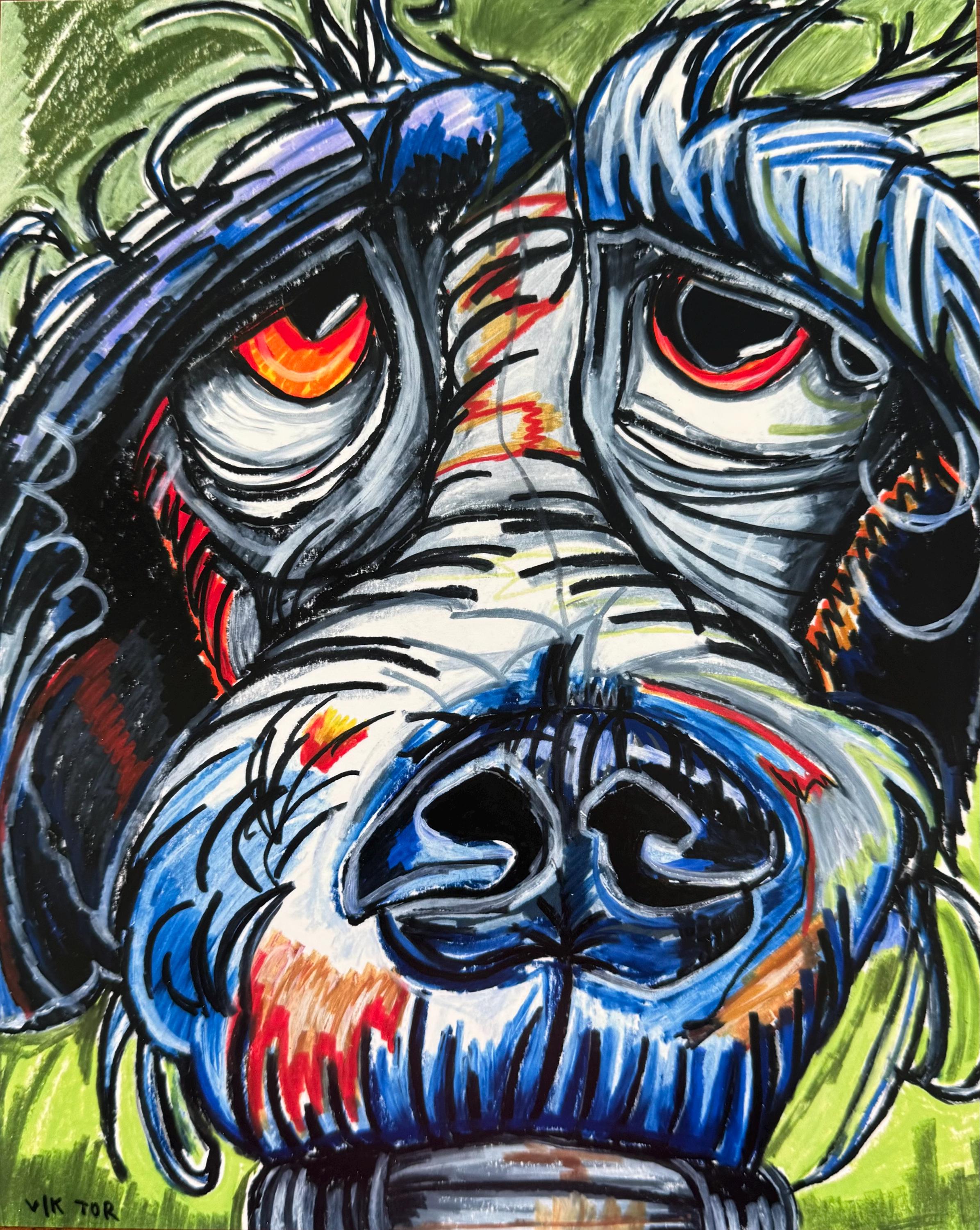 カラフルな犬 - 動物アートプリント、動物キャンバスプリント