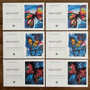 Carte de voeux papillons, Cartes de voeux faites main, Amoureux des papillons, Cadeau d'anniversaire, Cadeau de Noël, Image de papillon, Peinture de papillons