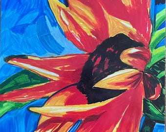 Girasol - Impresión de flores, arte pop, impresión en lienzo de flores, póster colorido, arte de pared, pintura de girasol, decoración del hogar, imagen de girasol