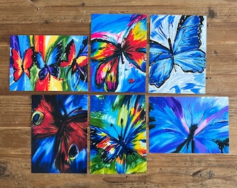 Butterflies print, Set of 6 5x7" prints, wall art prints,vintage wall art, insect art print, Butterfly wall art, Butterfly vintage print art