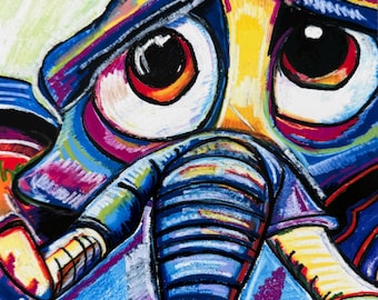 Colorful Elephant Picture - Illustration Print | Modern Animal Wall Art, Safari Animal