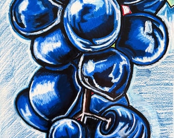 Grapes Pop Art Print – Colorful Fruit Wall Art