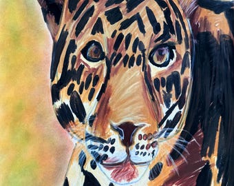 Impressão de arte de leopardo | Arte de parede da selva | Arte boho moderna | Pôster de animal | Ilustração de safári | Arte de safári na selva | Arte de parede colorida