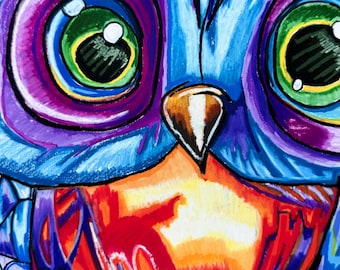 Colorful Owl Pop Art Print – Animal Canvas Wall Decor - Tiffany