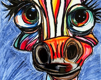 Kunstdruck | Dschungel Wand Kunst | Modernes Boho Kunstwerk | Poster Zebra | Zebra Streifen Illustration | Dschungel Safari Kunst | Farbenfrohe Wandkunst
