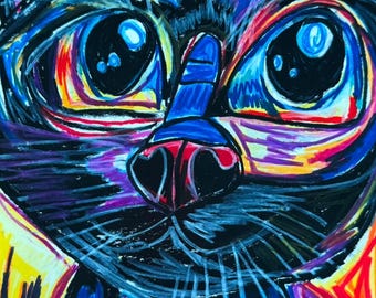 カラフルな猫のポップアートプリント、動物のキャンバスポスター