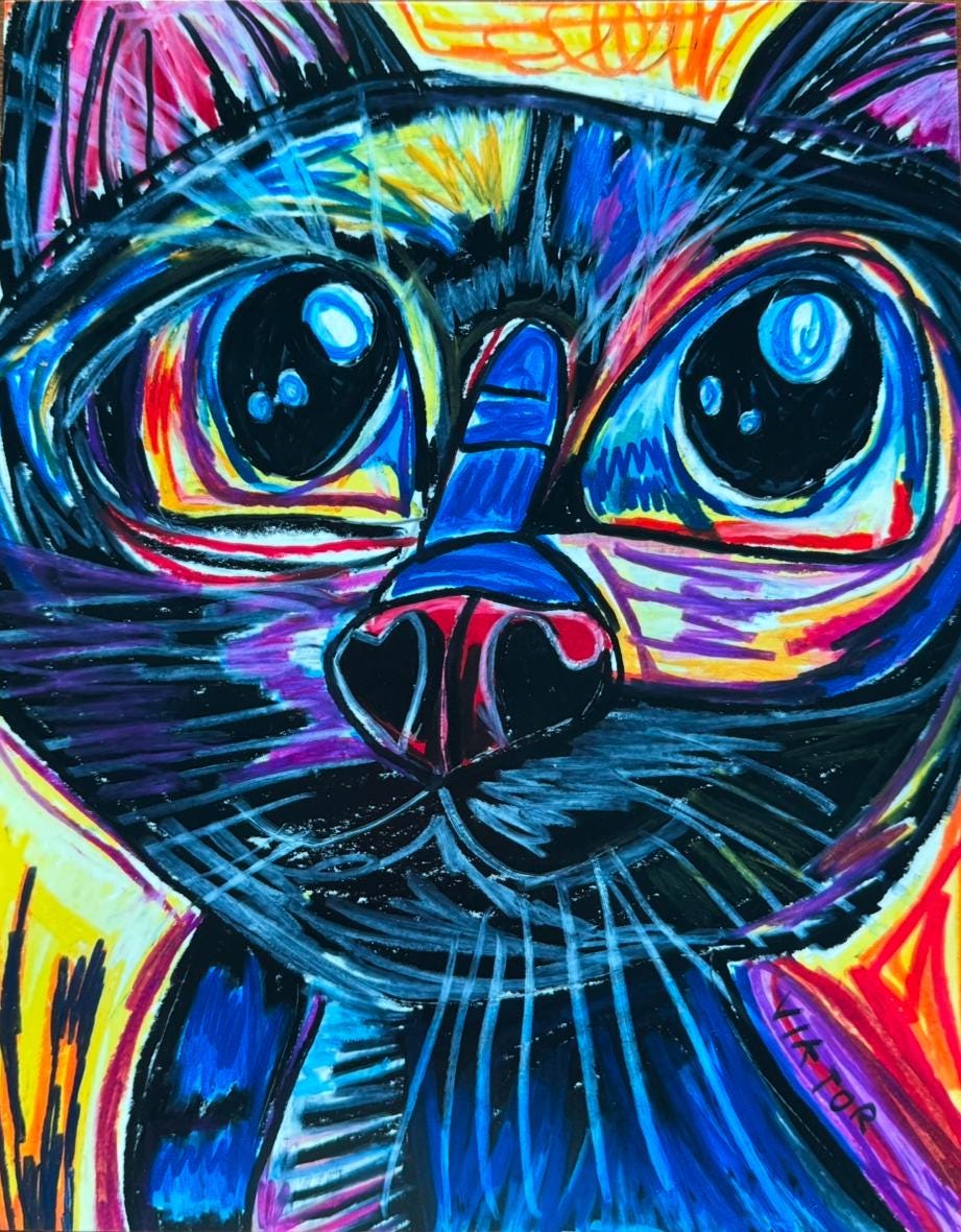 カラフルな猫のポップアートプリント、動物のキャンバスポスター