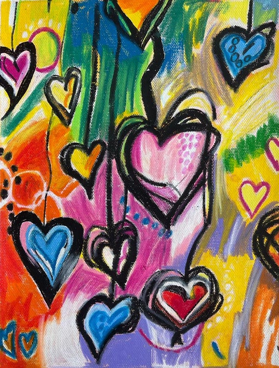 HEARTS - Love Pop Art, Canvas Print, Poster, Picture, Colorful