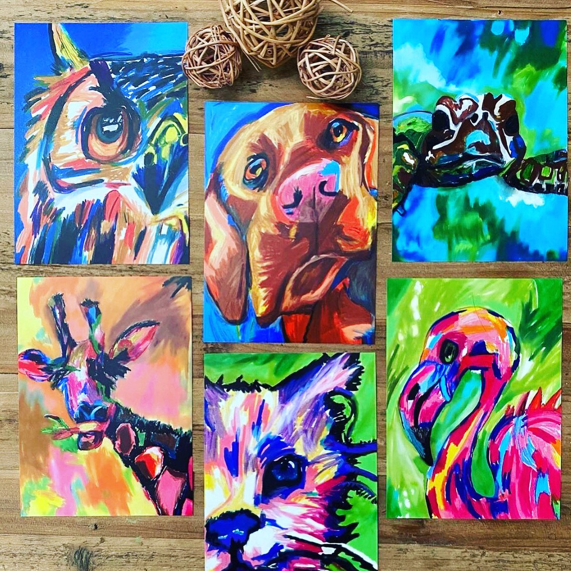 Set of 6 Wall Art Decor Prints 5x7 ANIMAL Print Pink Etsy