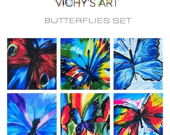 Butterflies SET, Vivid wall print, vintage wall art, insect art print, Butterfly wall art, Butterfly vintage picture, butterfly picture, art