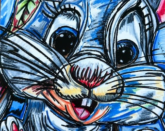 Funny Rabbit Art Print | Colorful Modern Illustration