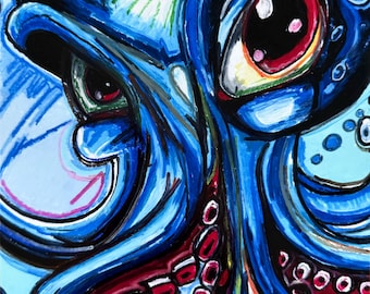 Octopus - Pop Art Prints, Canvas Print, Poster, Wall decoration, Blue octopus, Marine life design, Ocean