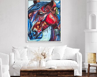 馬 - 動物ポップアートプリント、動物キャンバスプリント、カラフルな