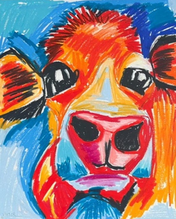 カラフルな牛のプリントセット、ファームハウスの壁飾り、動物アート