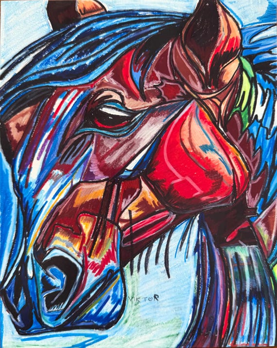 馬 - 動物ポップアートプリント、動物キャンバスプリント、カラフルな