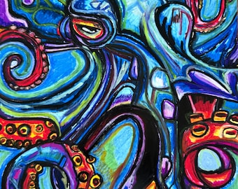 Octopus Print | Wall Art | Modern Boho Artwork | Canvas Poster | Marine life Illustration | Colorful Art | Nursery decor