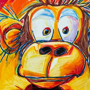 Silly Monkey - Pop Art Prints, ANIMAL Canvas Print, Colorful Poster, Safari Wall Art, Monkey Painting, Colorful decoration, Monkey design