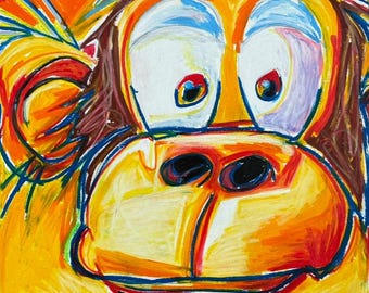 Silly Monkey - Pop Art Prints, ANIMAL Canvas Print, Colorful Poster, Safari Wall Art, Monkey Painting, Colorful decoration, Monkey design