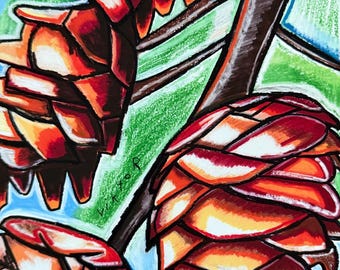 Pine cones Pop Art Print – Colorful Wall Art