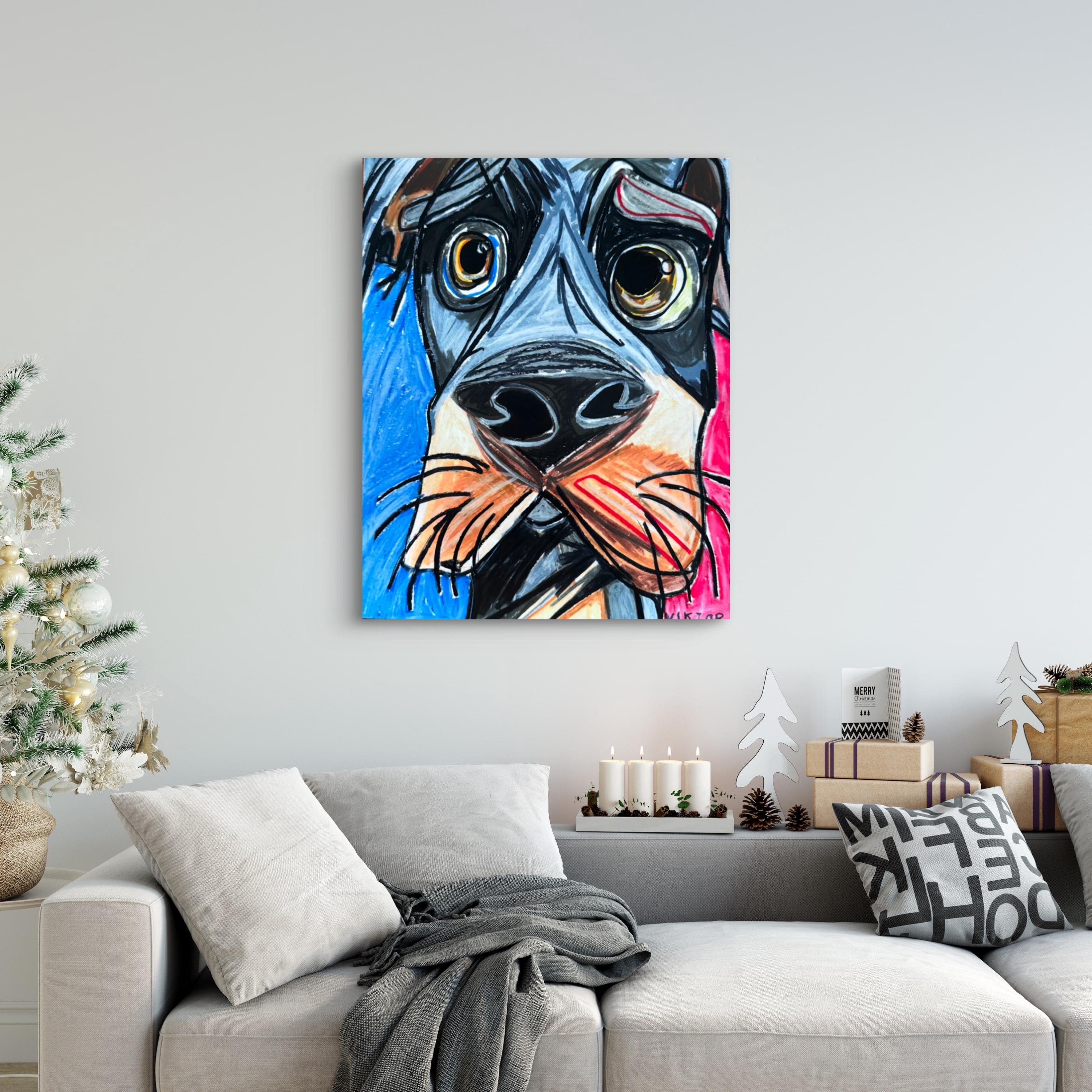 犬の肖像画 - 動物アート、ポップアート、動物プリント、カラフルな