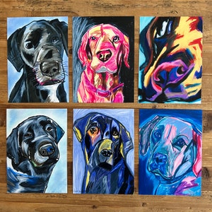 Labrador - Set, art prints, wall decor, colorful dog portrait, pet portrait, Labrador Retriever, Animal art, Labrador art, Labrador painting