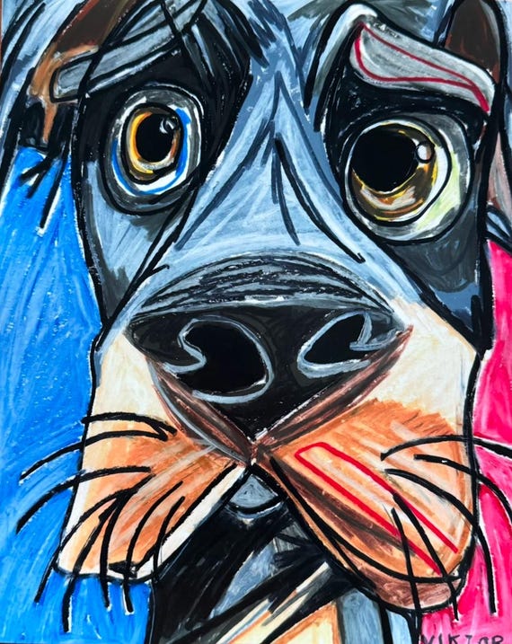 犬の肖像画 - 動物アート、ポップアート、動物プリント、カラフルな