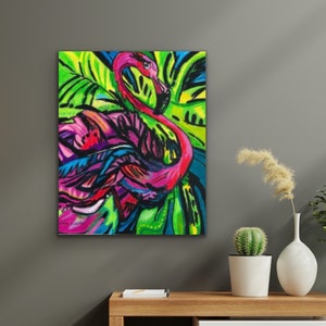 Flamingo, DIGITAL DOWNLOAD, modern wall art, animal art, art decor, Printable painting, autistic artist, Viktor Bevanda, VICHYSART
