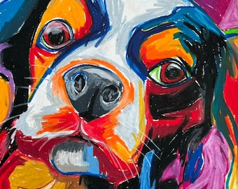 Daisy - Pop Art Prints, Dog Canvas Print, Colorful Dog Poster Art Print, Cavalier Dog Wall Art Painting, hand painted dog portrait, Canvas