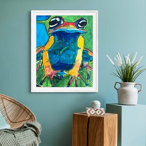 Kikker - dierlijke popart, kikkerafdrukken, canvasafdruk, kleurrijke poster, kikker muurkunst, kikker schilderij, kleurrijk dier, kikker ontwerp, kikker decor