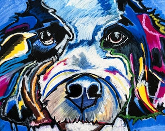 Bernedoodle Pop Art Print – Colorful Dog Portrait Canvas Wall Art