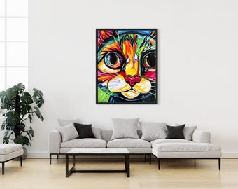 Stampe Su Tela 5 Pezzi 200x100 Cm - Gatto Grigio - Quadro Modulare HD Per Soggiorno - Stampa Artistica Murale - Senza Cornice - 4