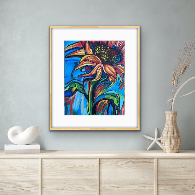 Ring of Fire (Sunflower) - art prints,Floral, wall decor,Sunflowers, Giclee prints, Viktor Bevanda, autistic artist, autistic painter 